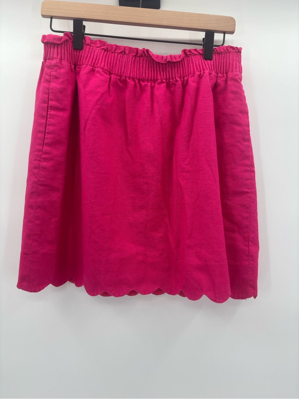 J. Crew Sidewalk Scalloped Mini Skirt Linen Blend in Hot Pink Size Medium 10